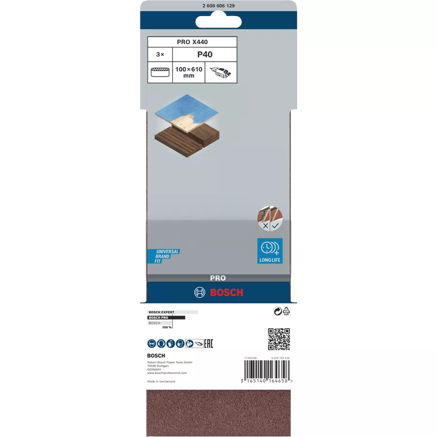 Bande abrasive BOSCH 100x610 mm (lot de 3)
